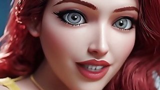 Redhead with huge tits fucks you and wants to be creampied in her yellow dress - ai