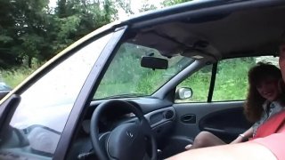 Outdoor car handjobs, blowjobs, and hard fucking in a group