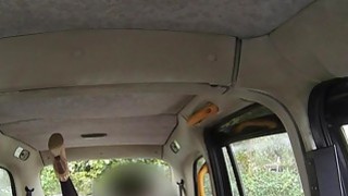 Payudara besar Milf mesum di stoking di taksi palsu